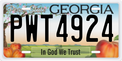 GA license plate PWT4924