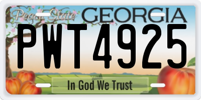 GA license plate PWT4925
