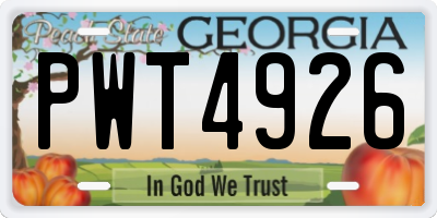 GA license plate PWT4926