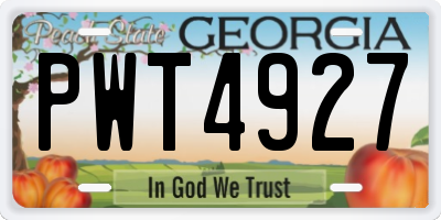 GA license plate PWT4927