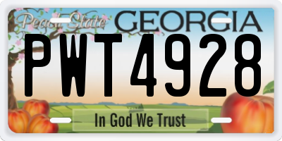 GA license plate PWT4928