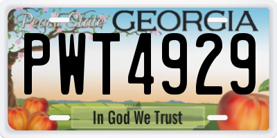 GA license plate PWT4929