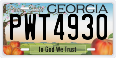 GA license plate PWT4930