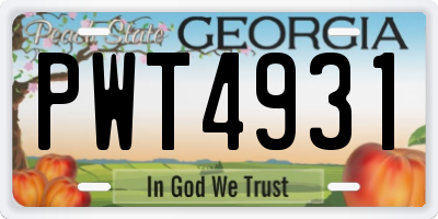 GA license plate PWT4931