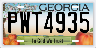 GA license plate PWT4935