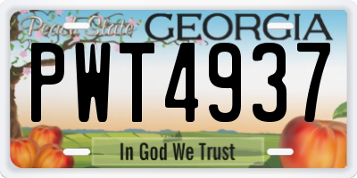 GA license plate PWT4937