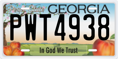 GA license plate PWT4938