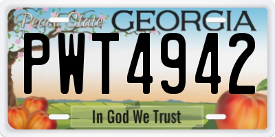 GA license plate PWT4942