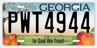 GA license plate PWT4944