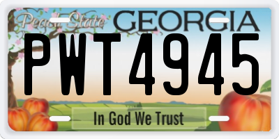 GA license plate PWT4945