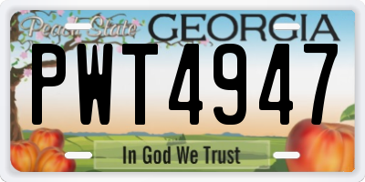 GA license plate PWT4947