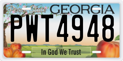 GA license plate PWT4948