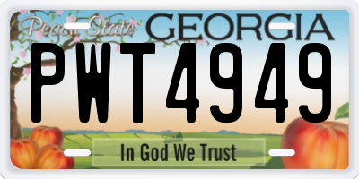 GA license plate PWT4949