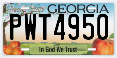 GA license plate PWT4950