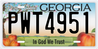 GA license plate PWT4951