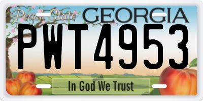GA license plate PWT4953