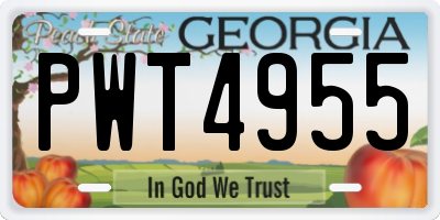GA license plate PWT4955