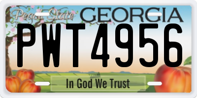 GA license plate PWT4956