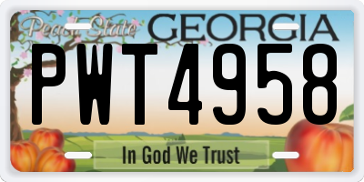 GA license plate PWT4958