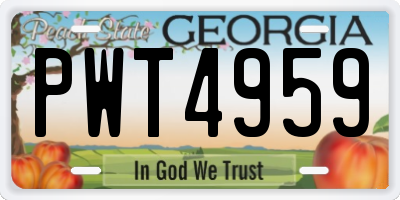 GA license plate PWT4959