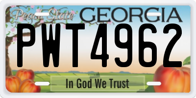 GA license plate PWT4962