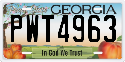 GA license plate PWT4963