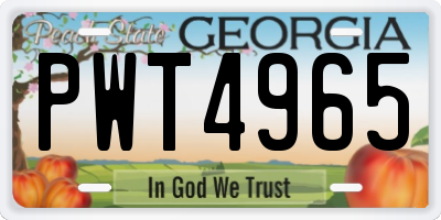GA license plate PWT4965