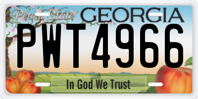 GA license plate PWT4966