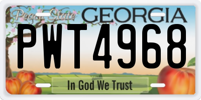 GA license plate PWT4968