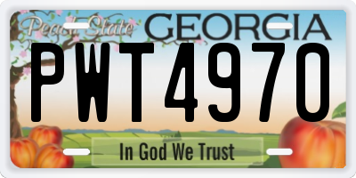 GA license plate PWT4970