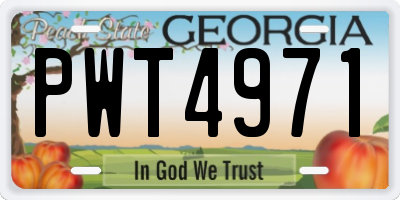 GA license plate PWT4971