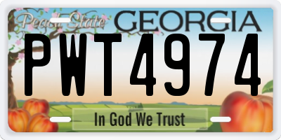 GA license plate PWT4974