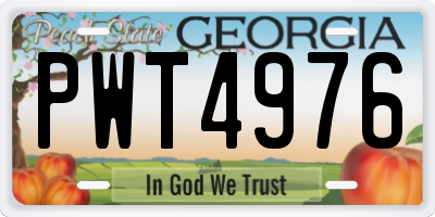 GA license plate PWT4976