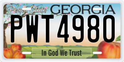 GA license plate PWT4980