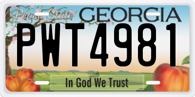GA license plate PWT4981