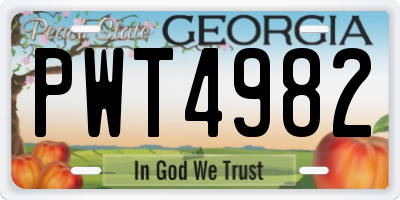 GA license plate PWT4982