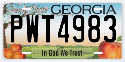 GA license plate PWT4983