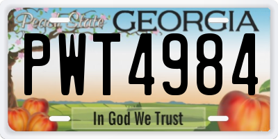 GA license plate PWT4984
