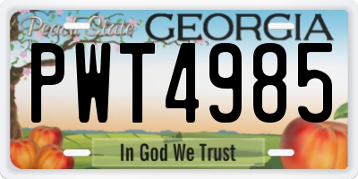 GA license plate PWT4985