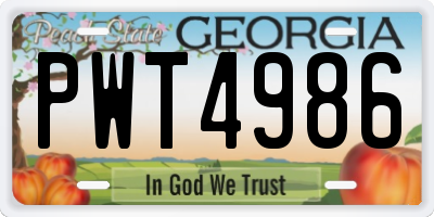 GA license plate PWT4986