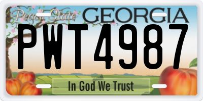 GA license plate PWT4987