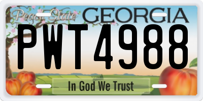 GA license plate PWT4988