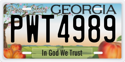 GA license plate PWT4989