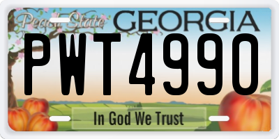 GA license plate PWT4990