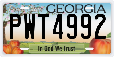 GA license plate PWT4992