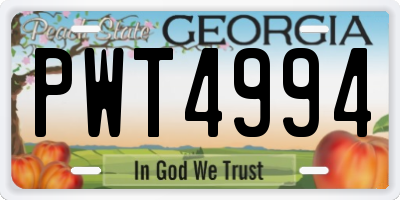 GA license plate PWT4994