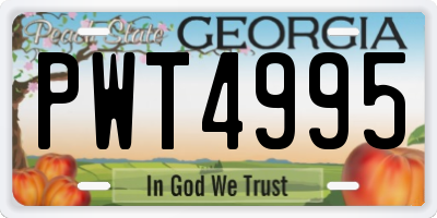 GA license plate PWT4995