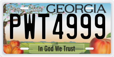 GA license plate PWT4999