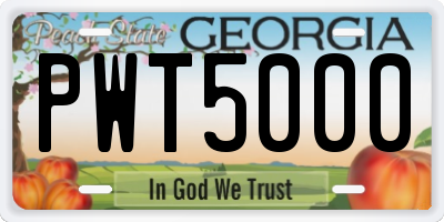 GA license plate PWT5000