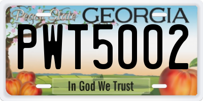 GA license plate PWT5002